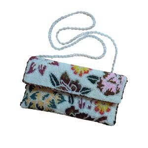 Gorgeous Handmade Colorful Floral Beaded Evening Clutch Purse Boho